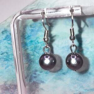 Silver Ball Dangle Faceted Hook Earrings!